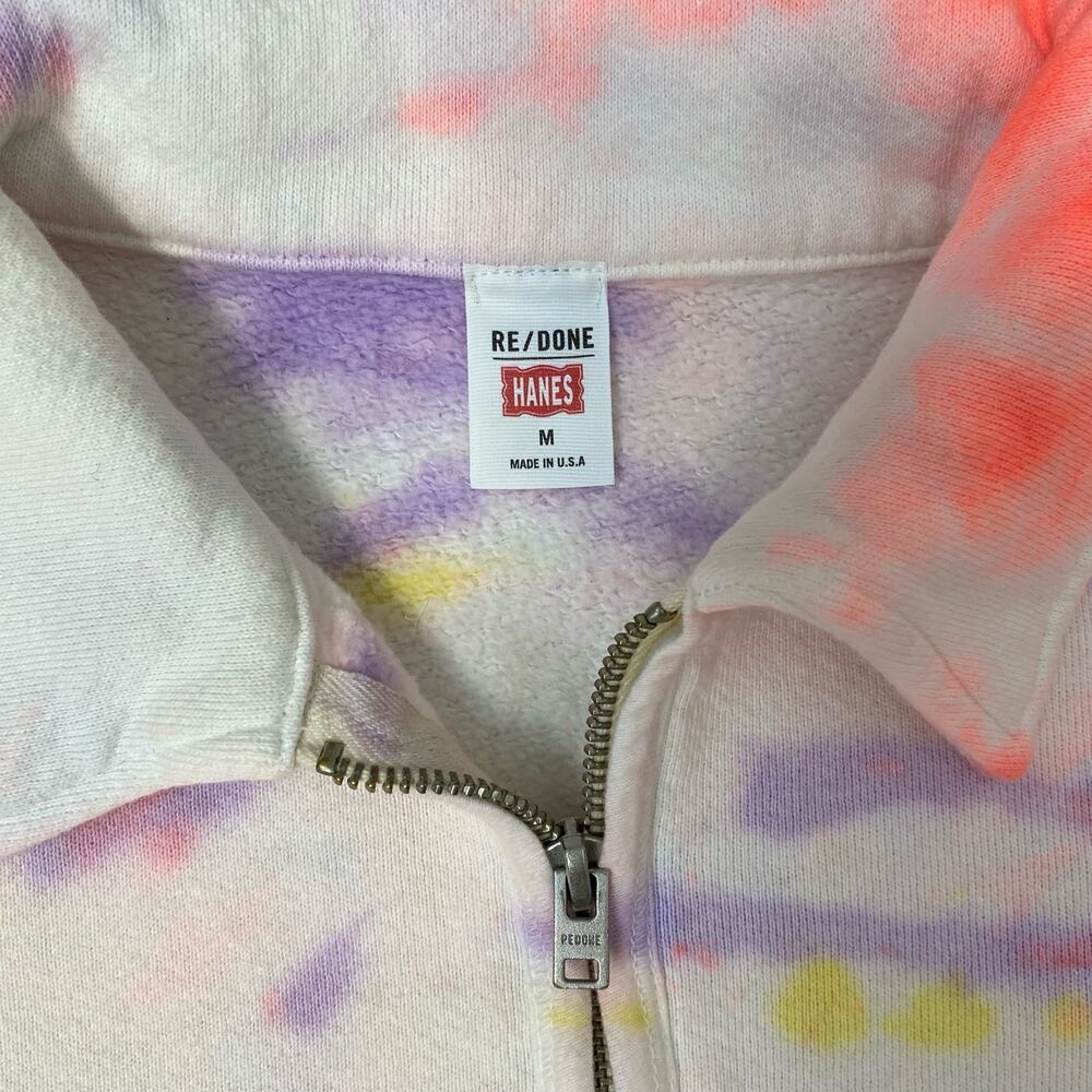 Re/Done x Hanes 2 Piece Raglan Neon Tie Dye Spiral Sweatshirt & Sweatpants M NEW - Picture 7 of 16